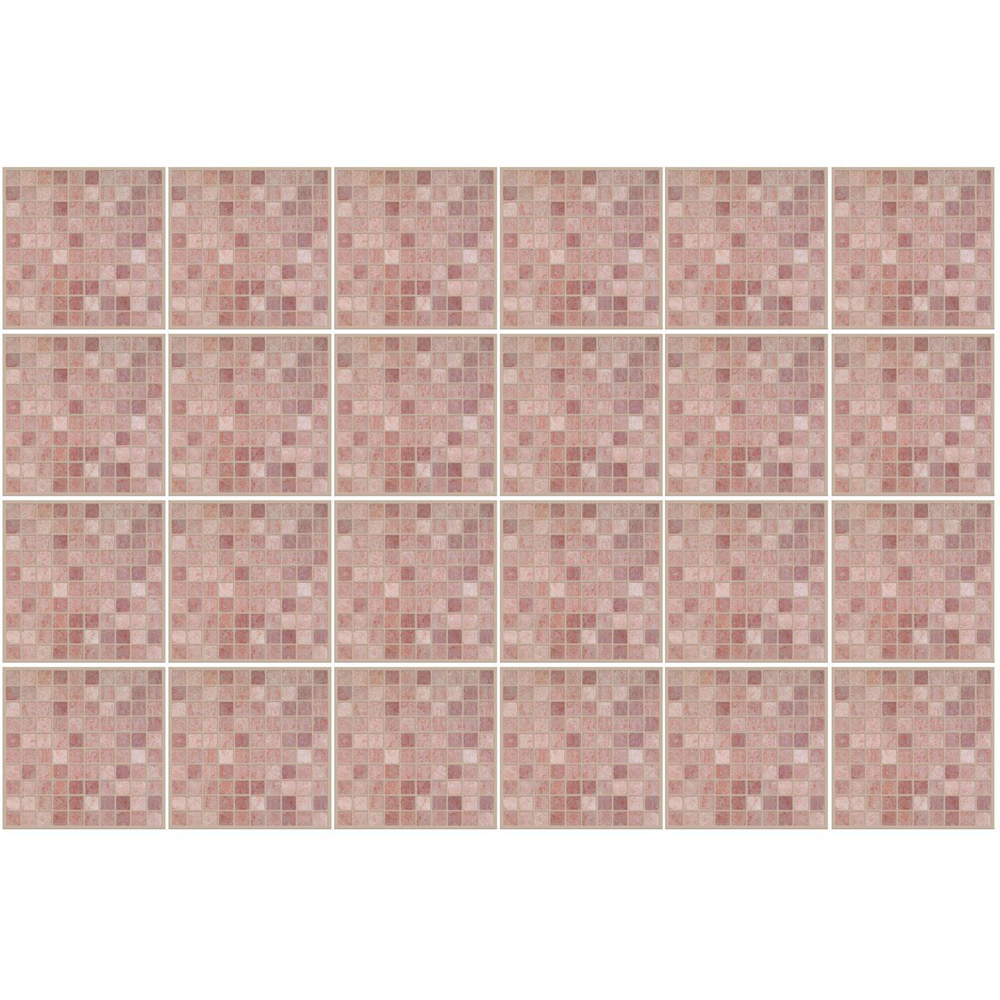 Walplus Vintage Pink Marble Mosaic Tile Sticker 24 Pack Image 2