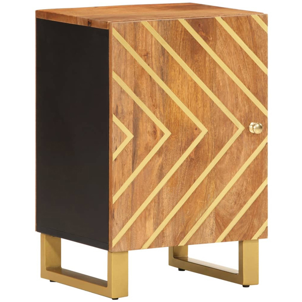 vidaXL Single Door Brown and Black Solid Wood Mango Bathroom Cabinet Image 2