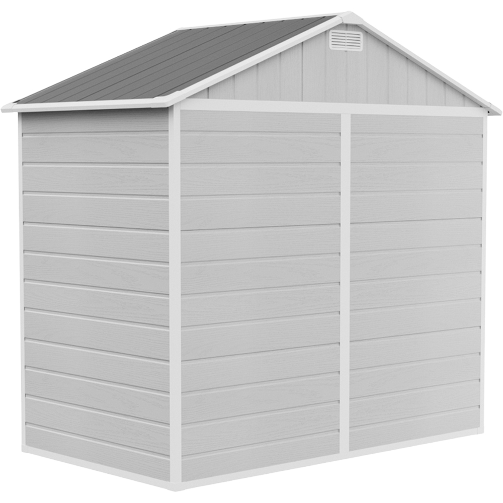 Living and Home 8 x 4ft Smokey Grey Wood Grain Plastic Apex Storage Shed Image 3