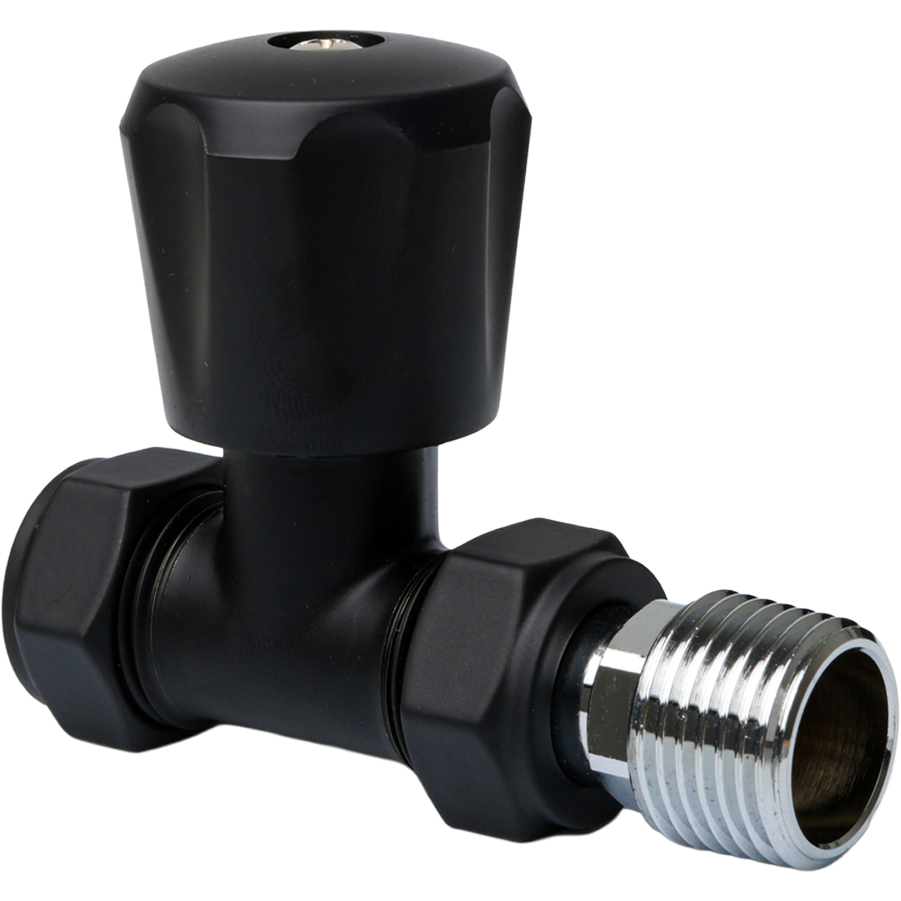 Go Bathrooms Black Straight Thermostatic Radiator Valves Set 15mm Image 3