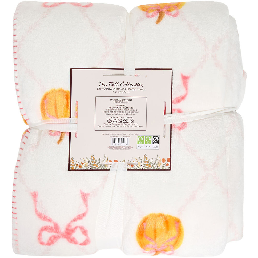 Pretty Bow Pumpkins Sherpa Throw Image 2