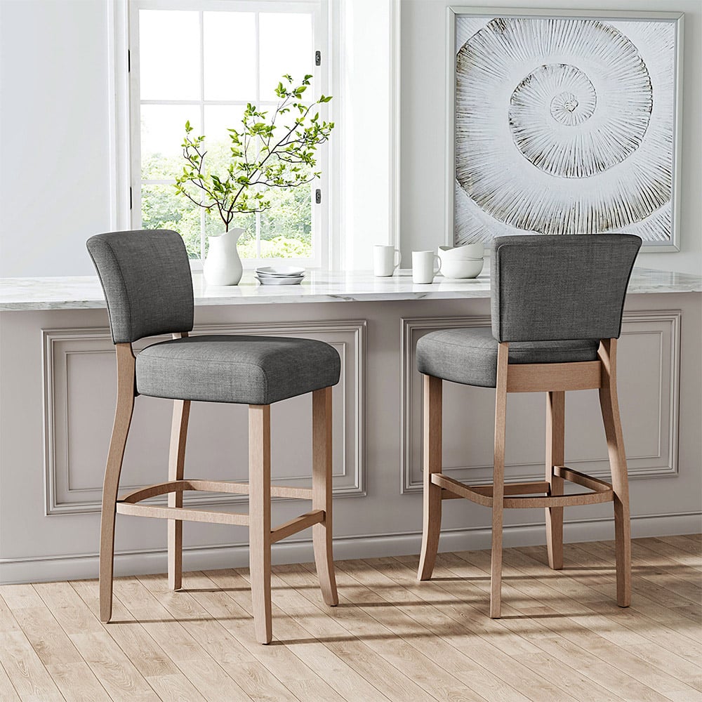 Living and Home Wooden Bar Stool Set of 2 Image 7