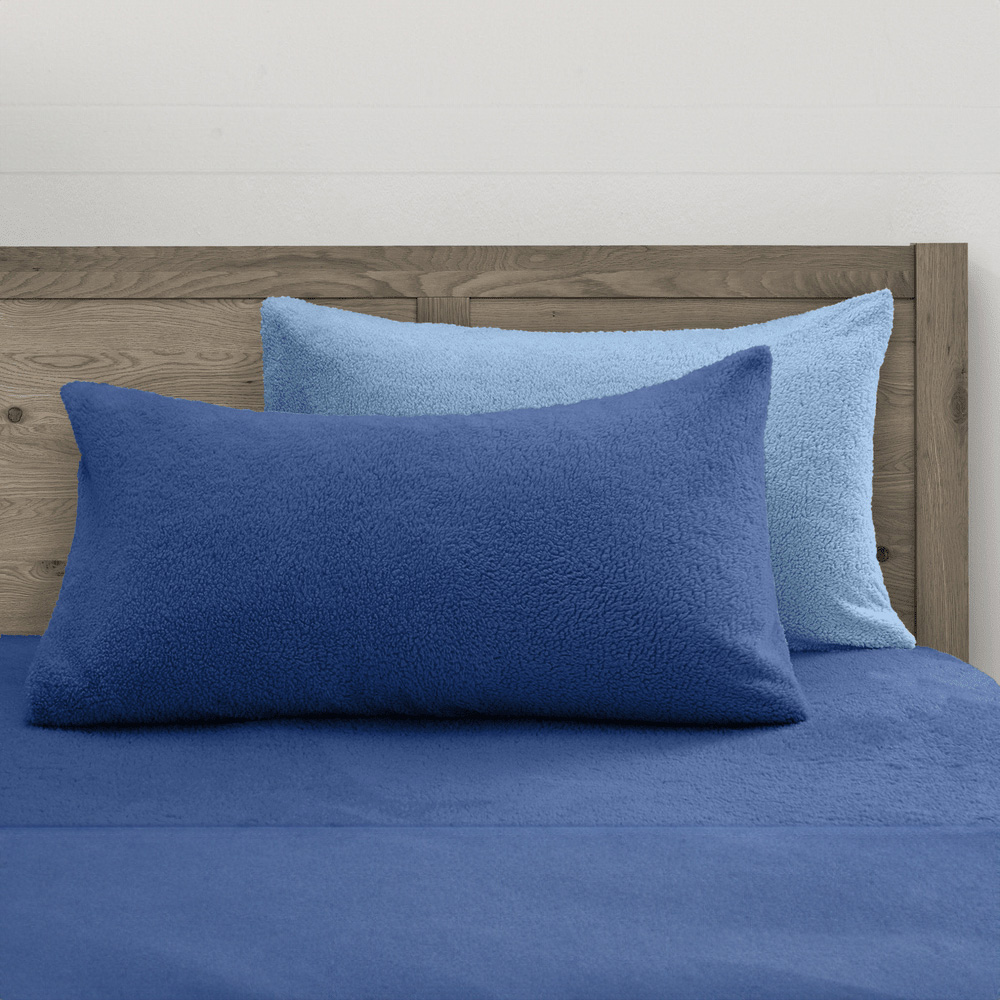 Velosso Double Light French Blue Teddy Fleece Reversible Duvet Set Image 3