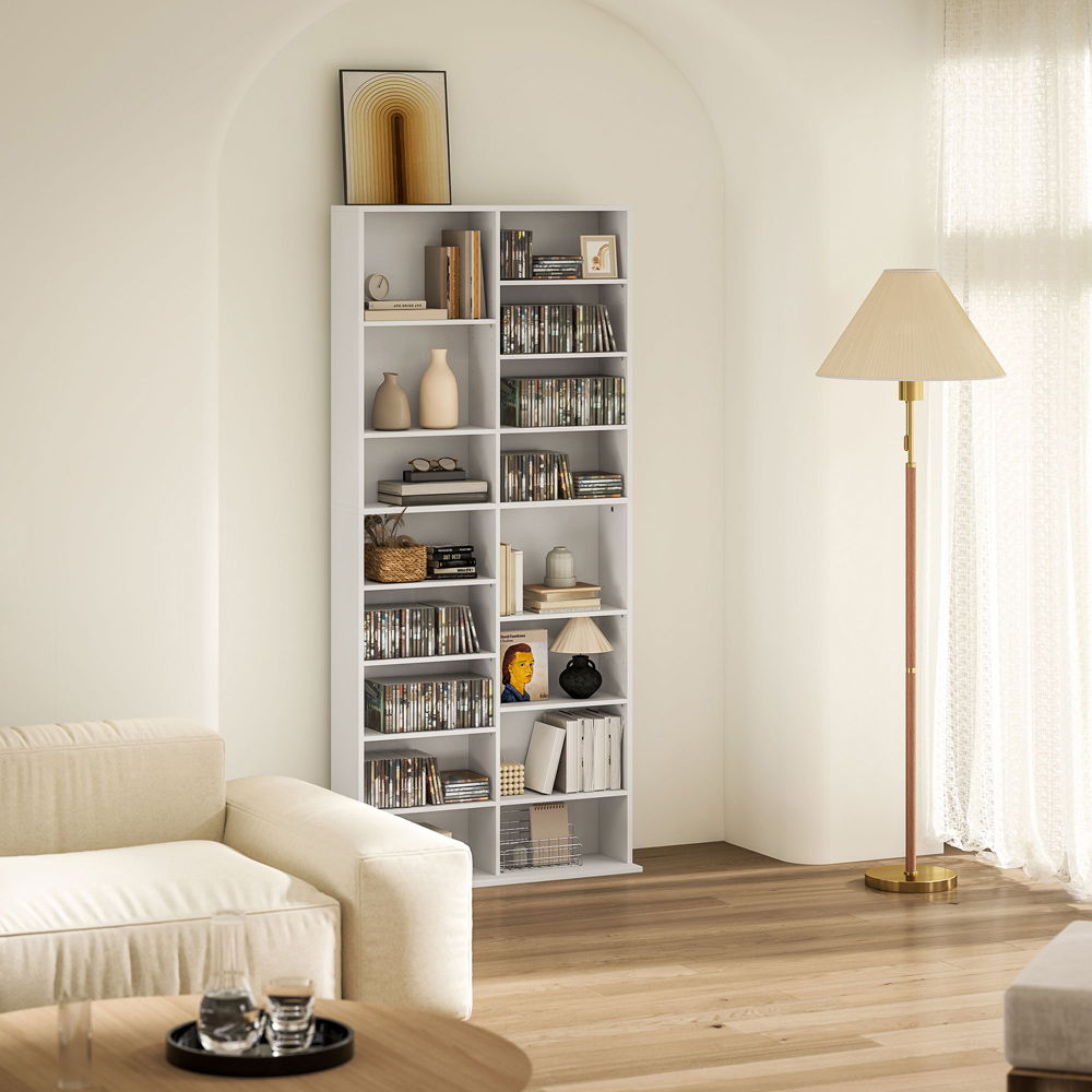 HOMCOM 18 Shelf White DVD and CD Media Storage Unit Image 8
