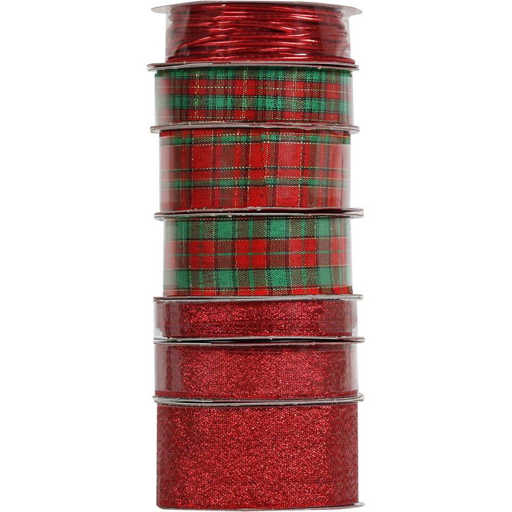 Red and Tartan Ribbon Tray - Red Image