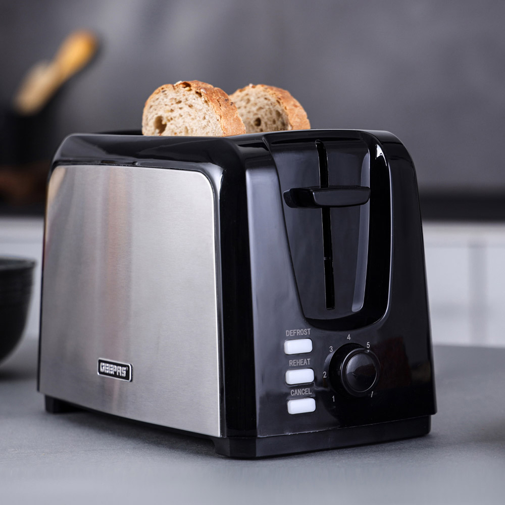 Geepas GBT36567UK-BK White 2 Slice Toaster 750W Image 2