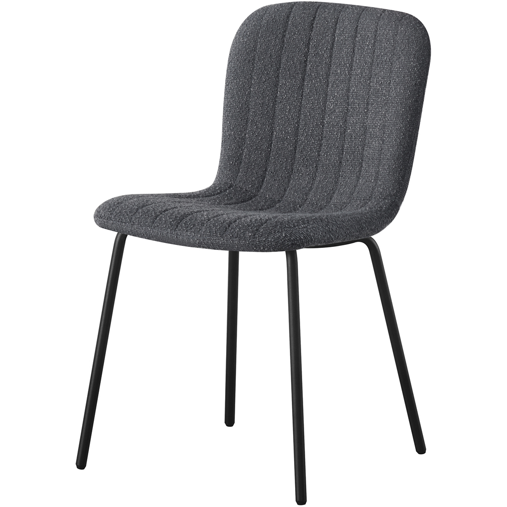 Bella Set of 6 Dark Grey Teddy Faux Fur Stitched Design Dining Chairs Image 2