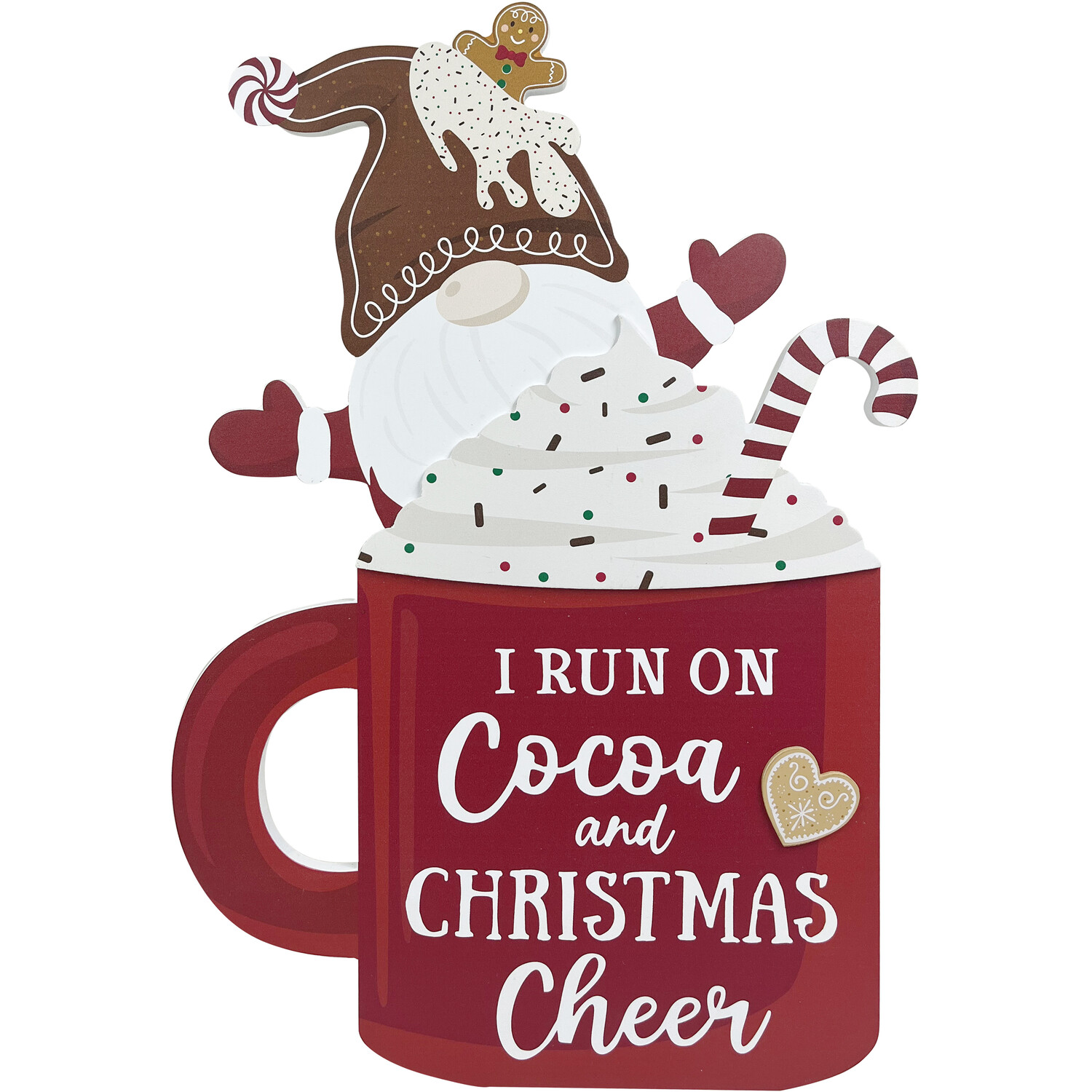 Red Cocoa and Christmas Cheer Gonk Plaque Decoration Image