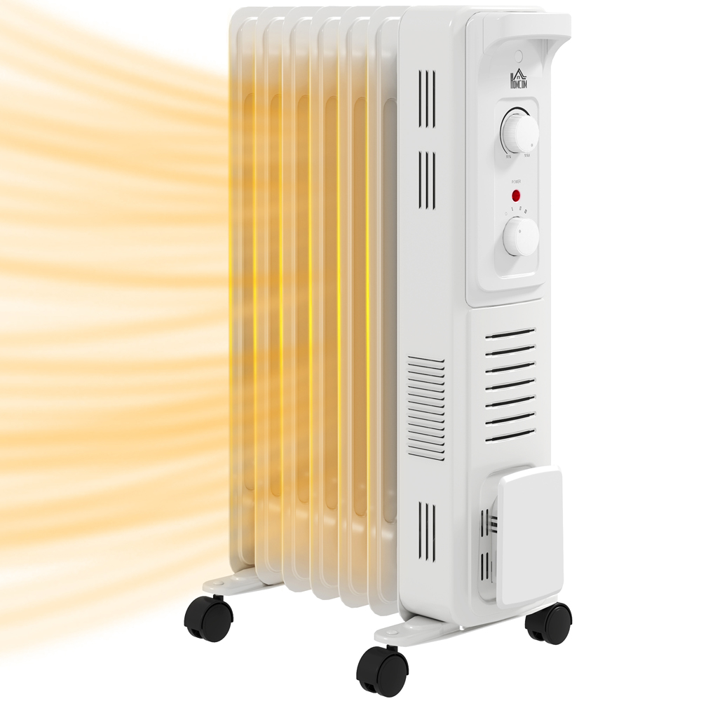 HOMCOM White 7 Fin Oil Filled Radiator Portable Heater Image 3
