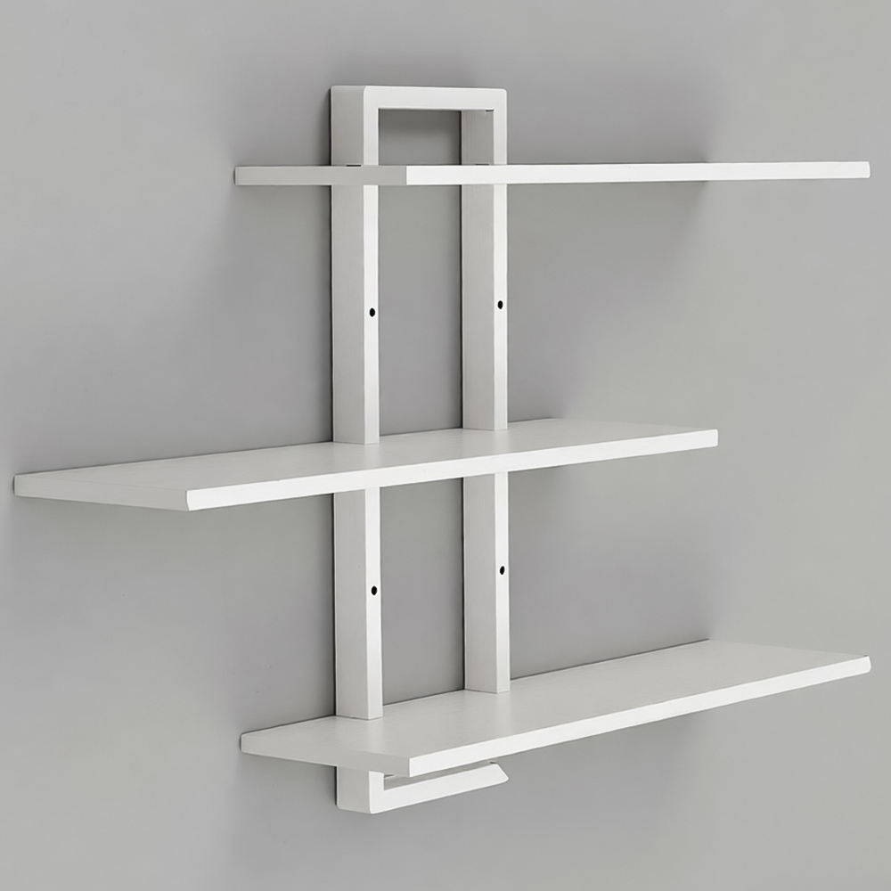 Living and Home3 Shelf White Wall-Mounted Floating Shelf Image 1