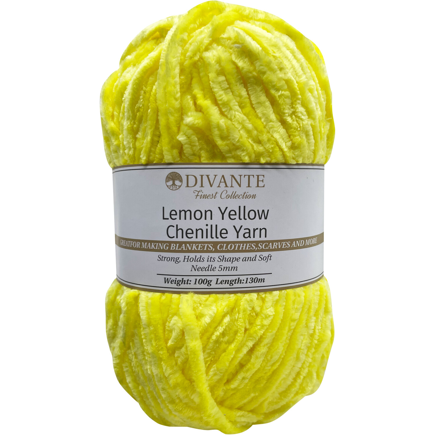 Chenille Yarn Lemon Yellow Image 1