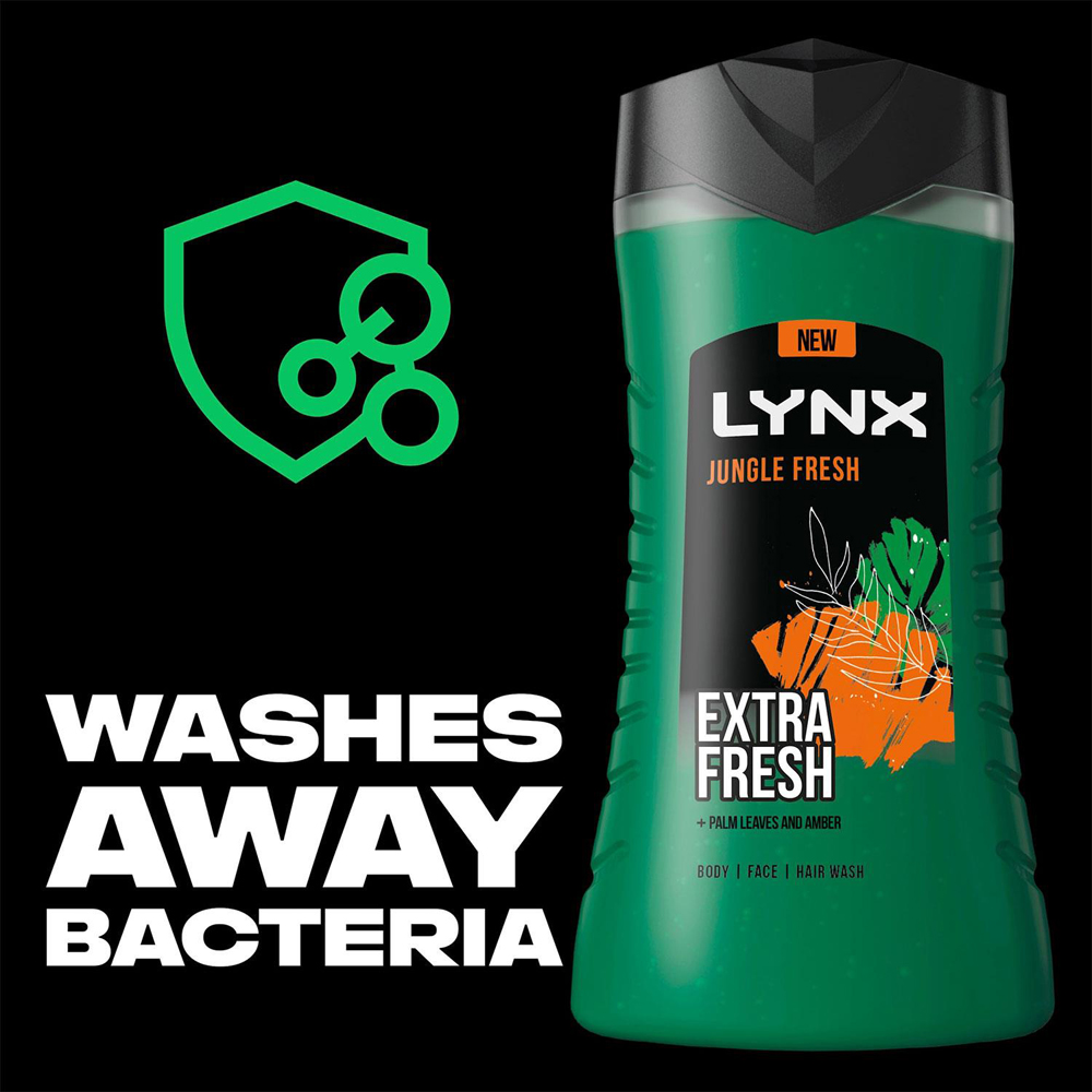 Lynx Jungle Fresh Extra Fresh 3-in-1 Body Face and Hair Shower Gel 225ml 18 Pack Image 5