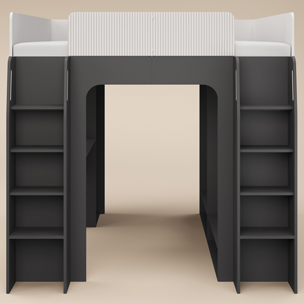 Recoil Dante Twin White and Grey Gaming High Sleeper Bed with Desk and Wardrobe Image 3