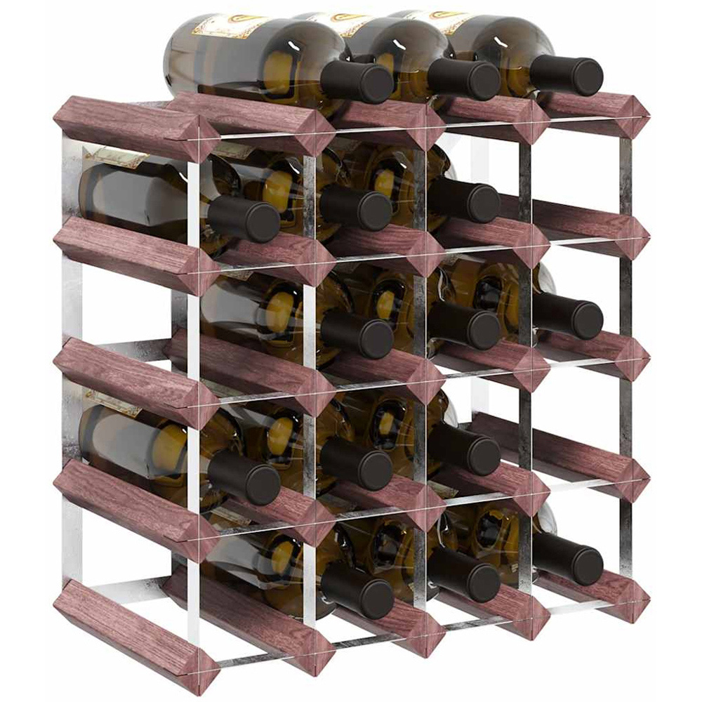 vidaXL 20 Bottle Brown Rustic Freestanding Wine Rack Image 3