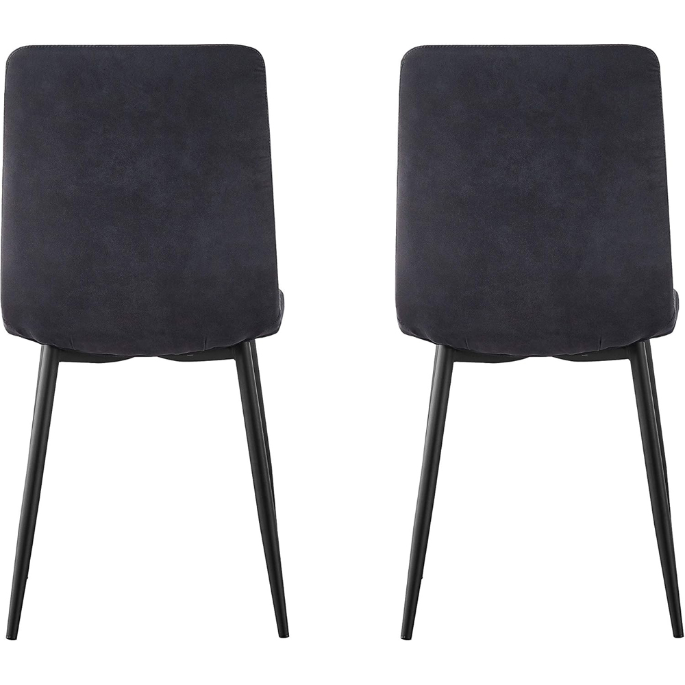 Henri Set of 4 Black Faux Suede Leather Dining Chair Image 5