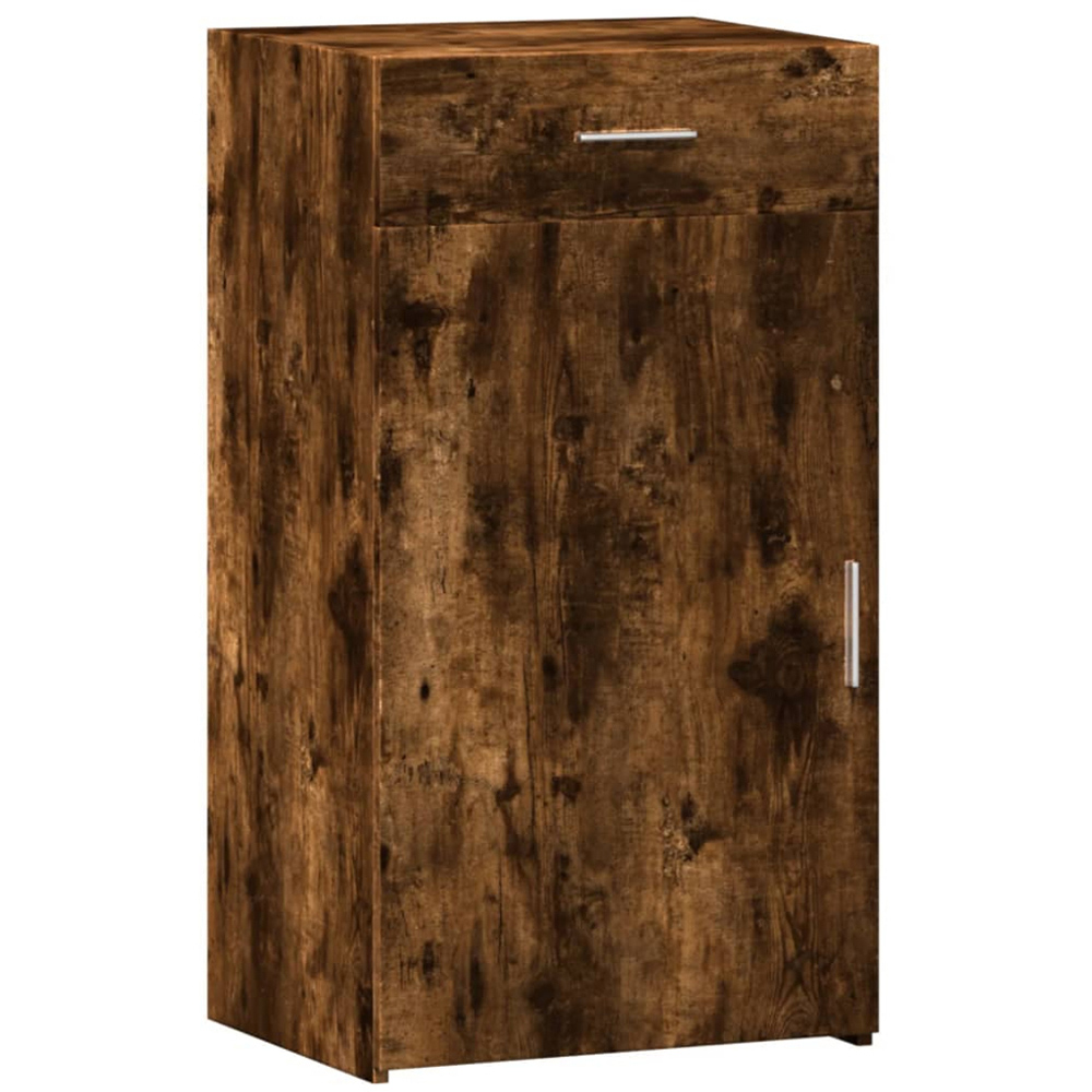 vidaXL Single Door Single Drawer Smoked Oak Sideboard Image 2