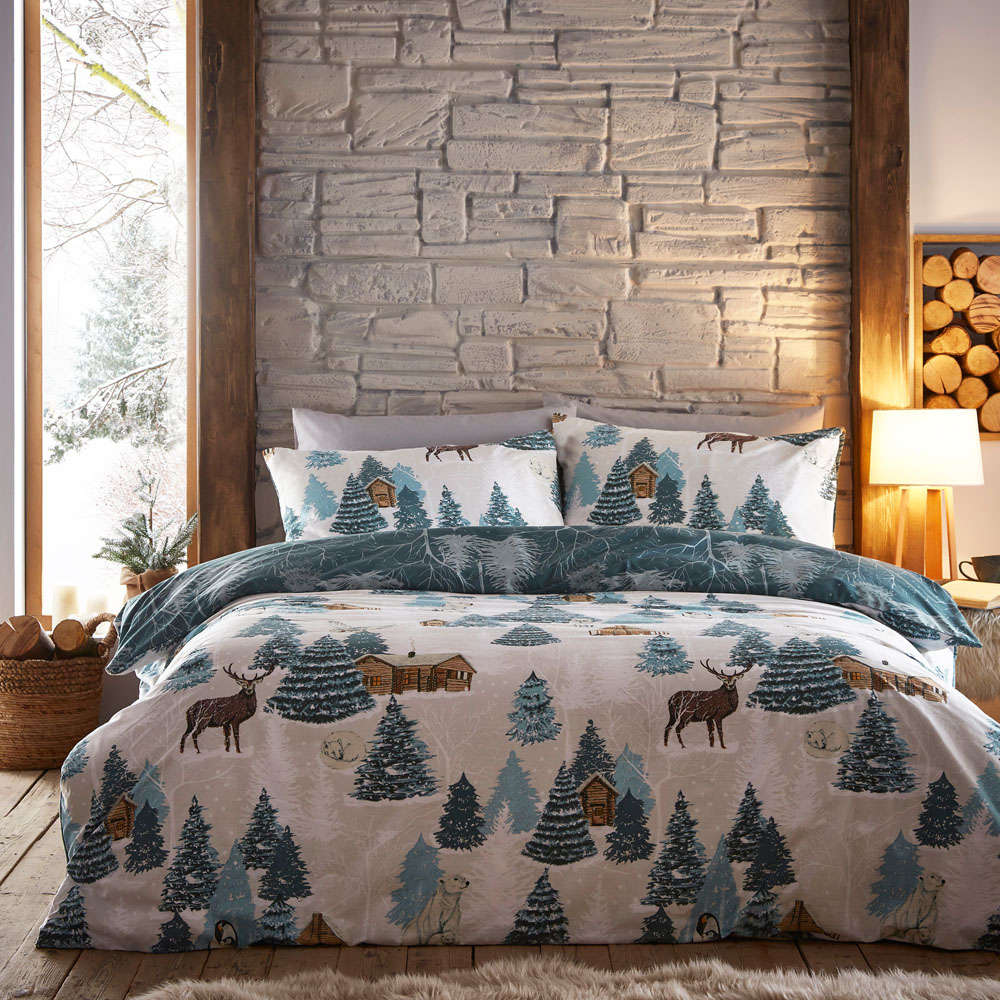 furn. Arcticus Double Blue Arctic Animal Duvet Cover Set Image 1