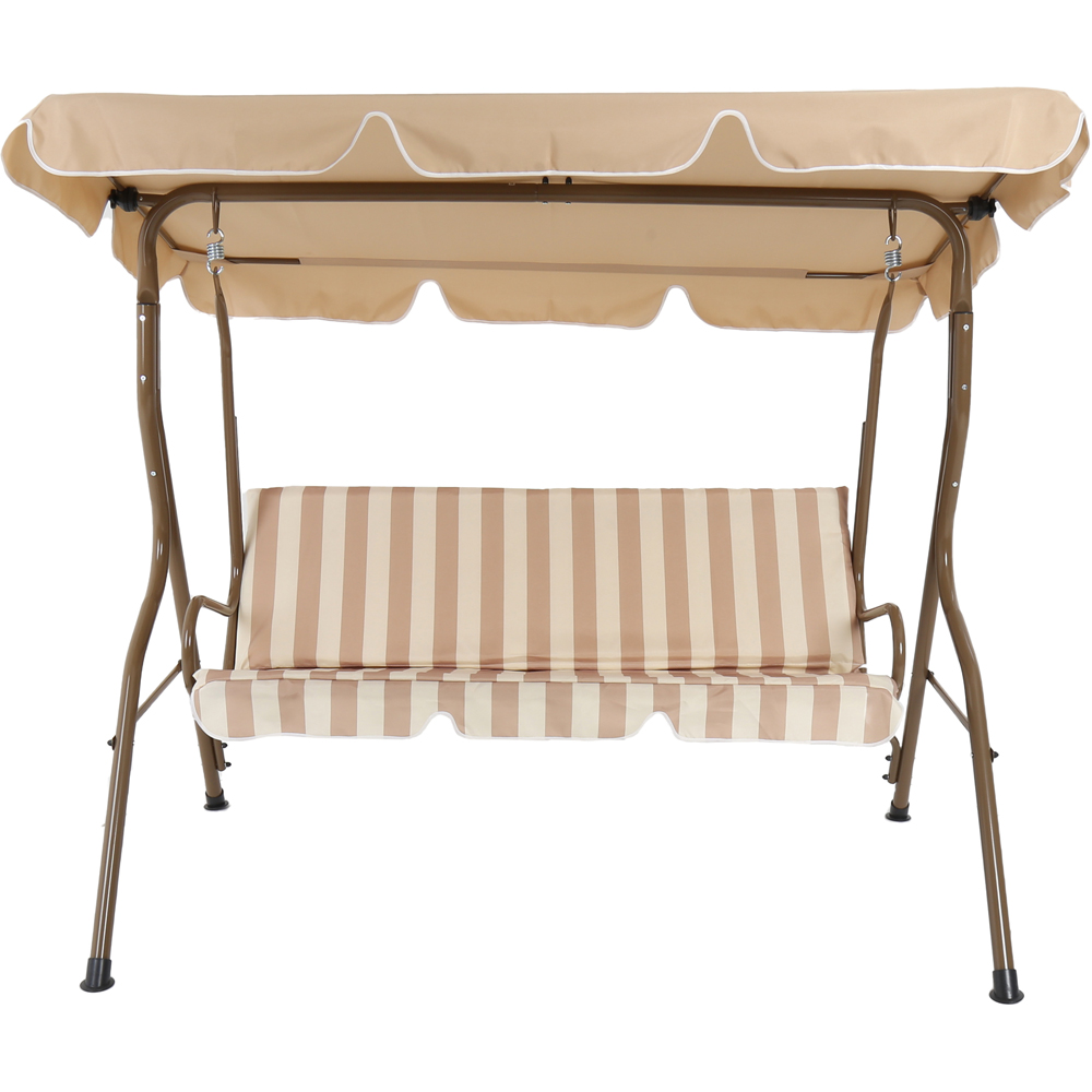 Charles Bentley 3 Seater Beige and White Garden Swing Seat Image 2