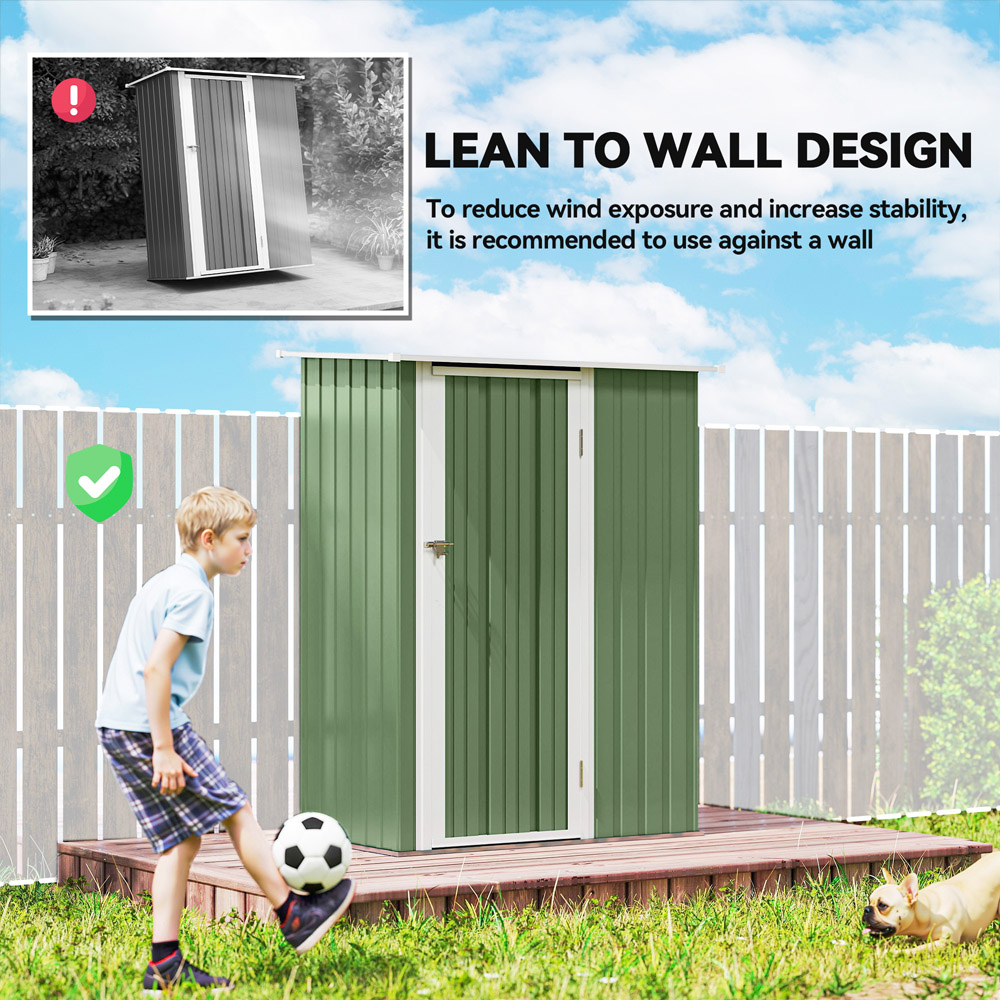 Outsunny 4.6 x 3ft Light Green Metal Pent Garden Shed Image 7