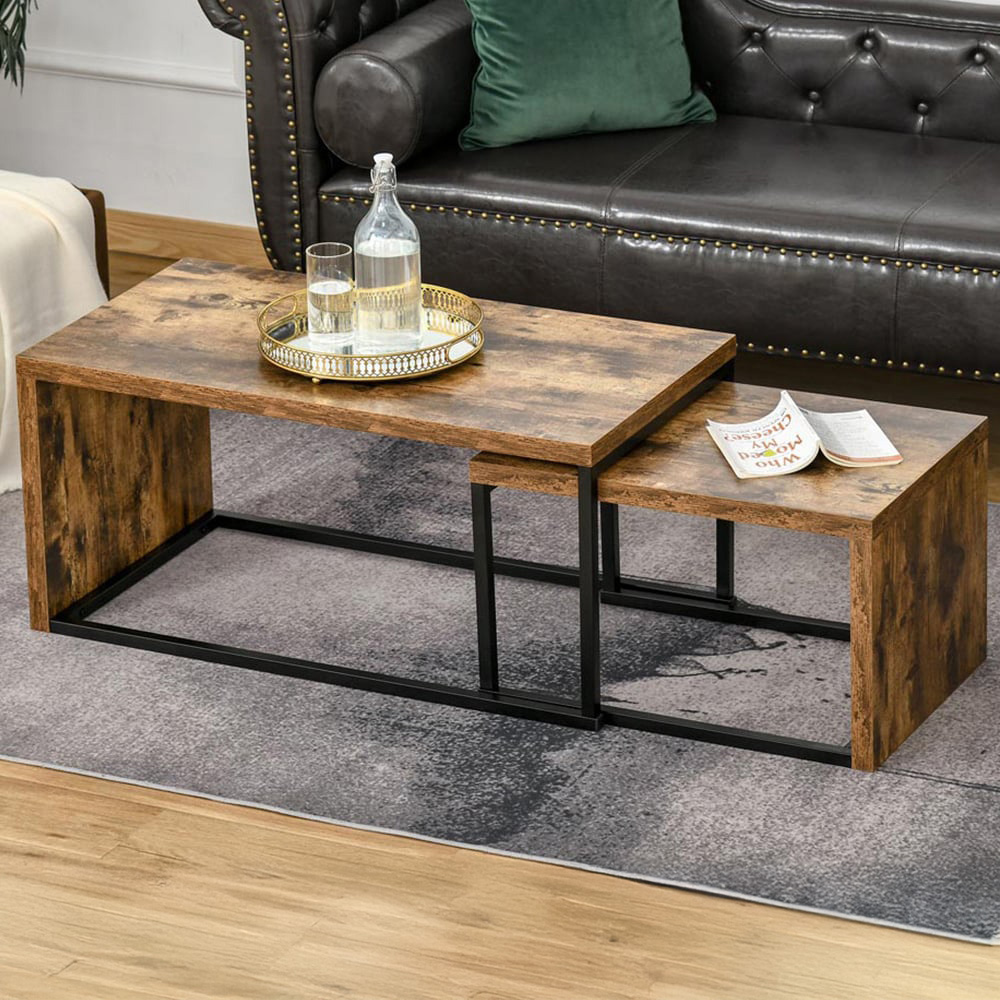 Portland Brown Industrial Nest of Tables Set of 2 Image 1