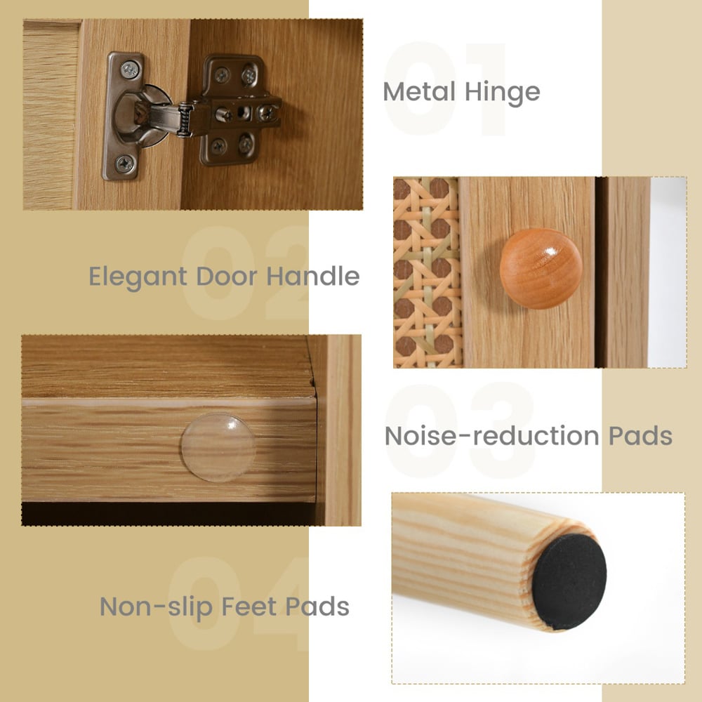Costway Single Door Single Shelf Natural Rattan Nightstand Image 8
