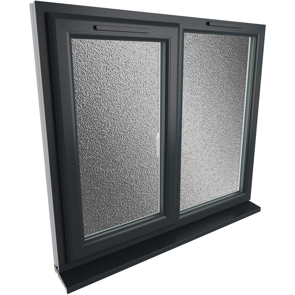 Crystal uPVC Double Glazed Window LH Side Hung Next to a Fixed Grey White Obscure Glass 1190x965mm Image 9