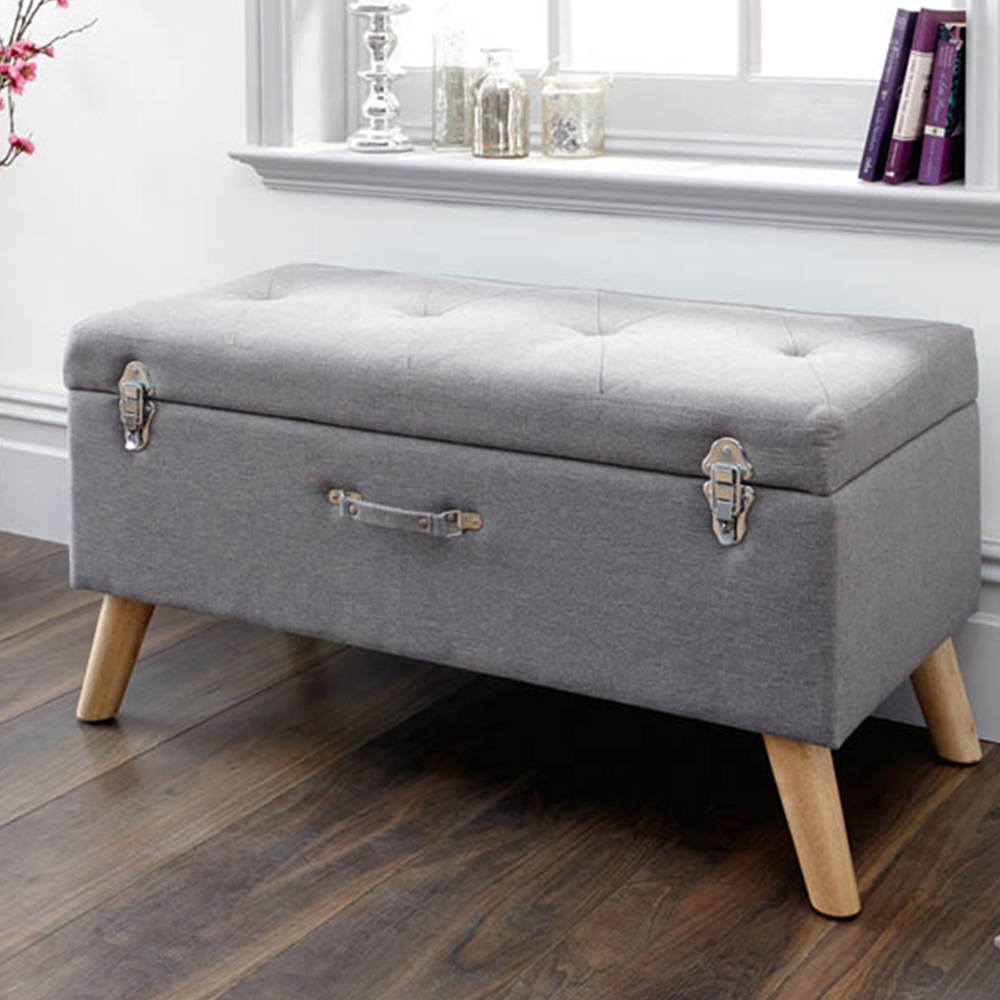 GFW Minstrel Grey Large Ottoman Storage Bench Image 1