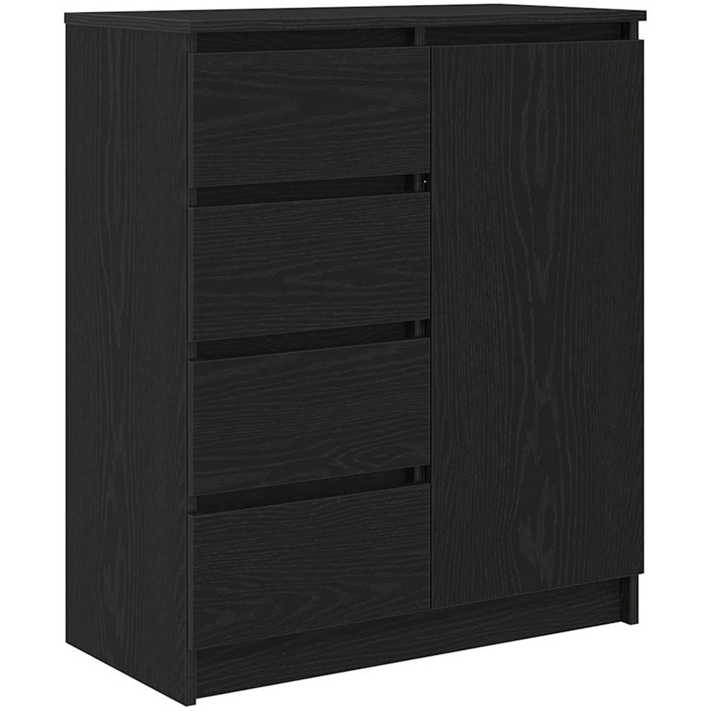 vidaXL Single Door 4 Drawer Black Wooden Sideboard Image 2