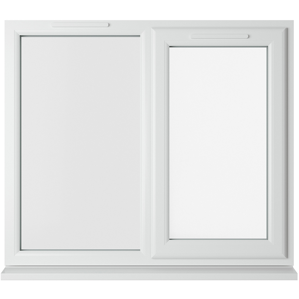 Crystal uPVC Double Glazed Window RH Side Hung Next to a Fixed White Clear Glass 1190x1040mm Image 1