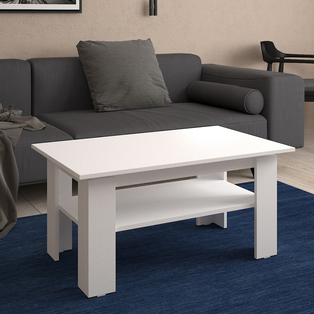 Shefa Line Element 900 Single Shelf White Coffee Table Image 3