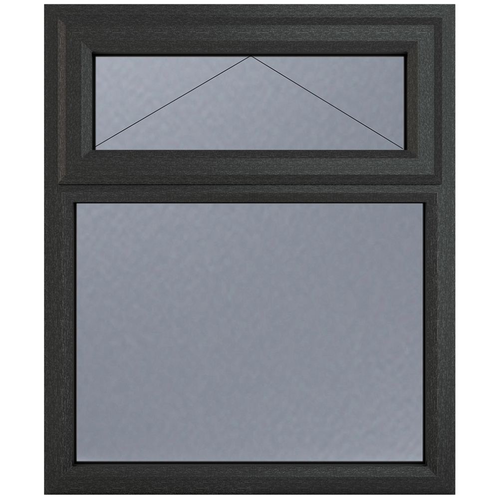 Crystal uPVC Double Glazed Window Top Hung Over Fixed Light Grey White Obscure Glass 1190x1115mm Image 2