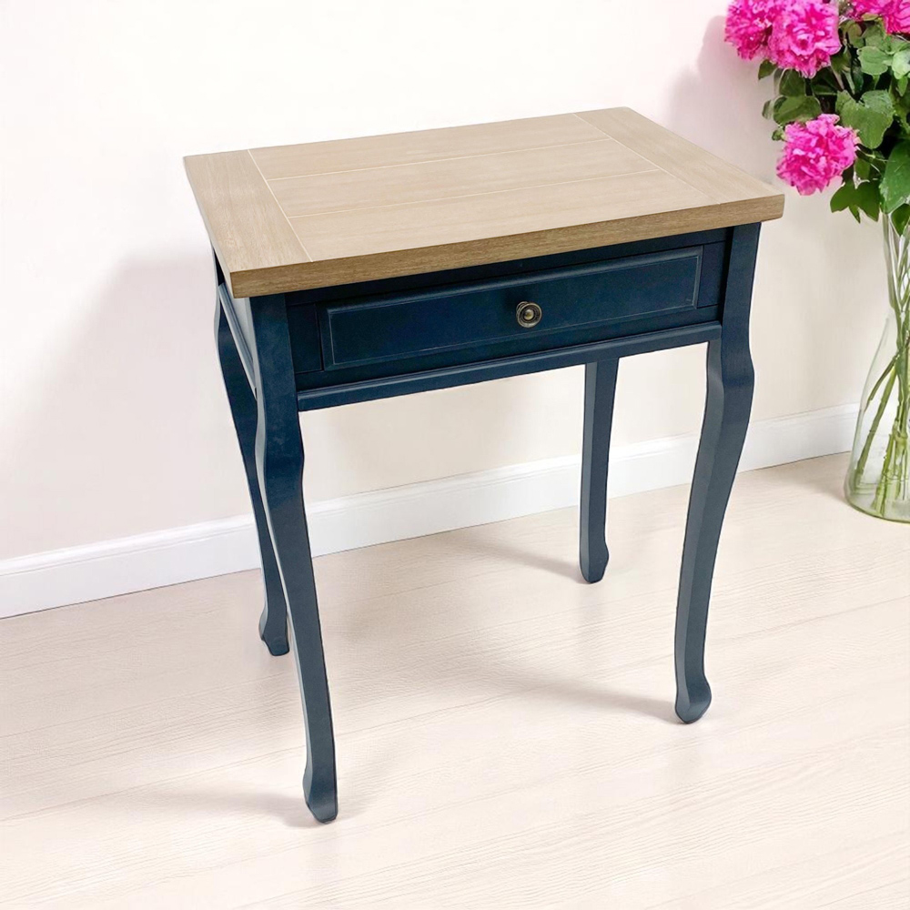 Acacia Home Single Drawer Blue Wooden Table Image 3