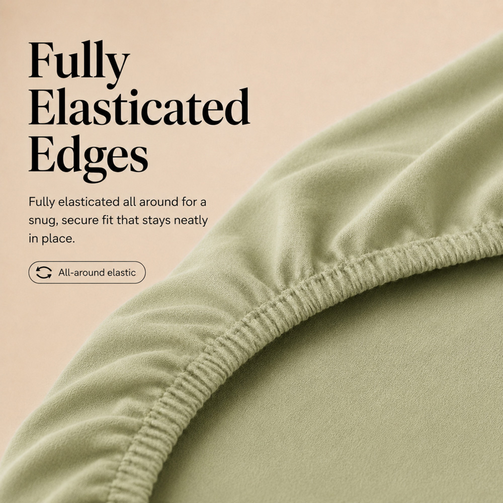MHG Living Super King Size Sage 30cm Deep Pocket Fitted Sheet with 2 Pillowcase Image 7