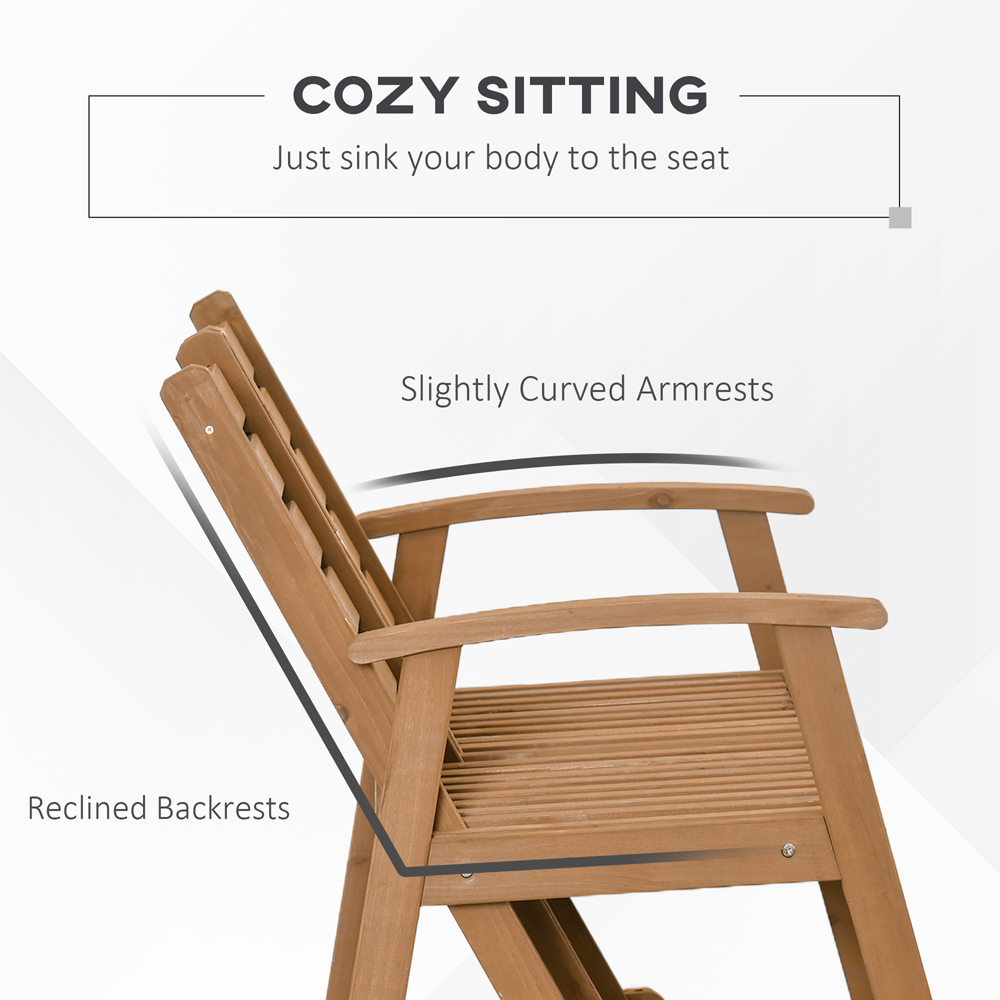Outsunny 2 Seater Wooden Adjustable Backrest Rocking Bench Image 7