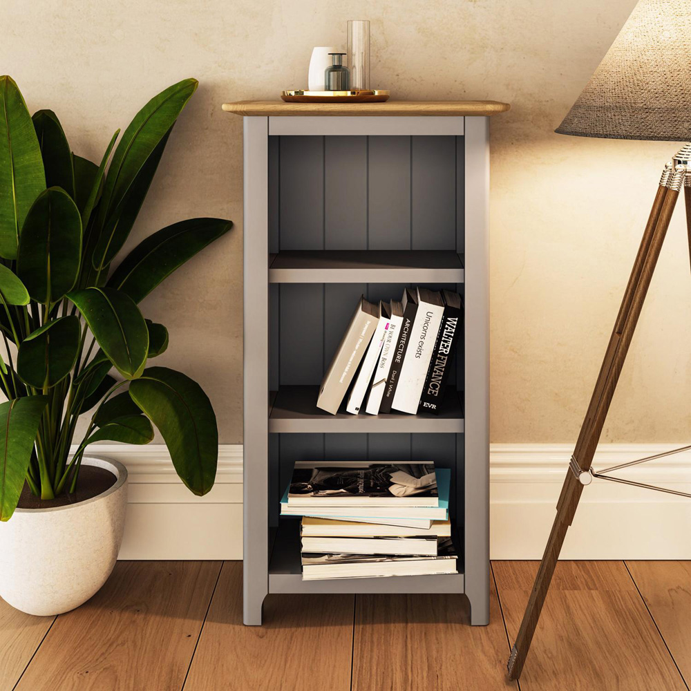 FWStyle Taberno 3 Shelf Dove Grey and Oak Bookcase Image 6
