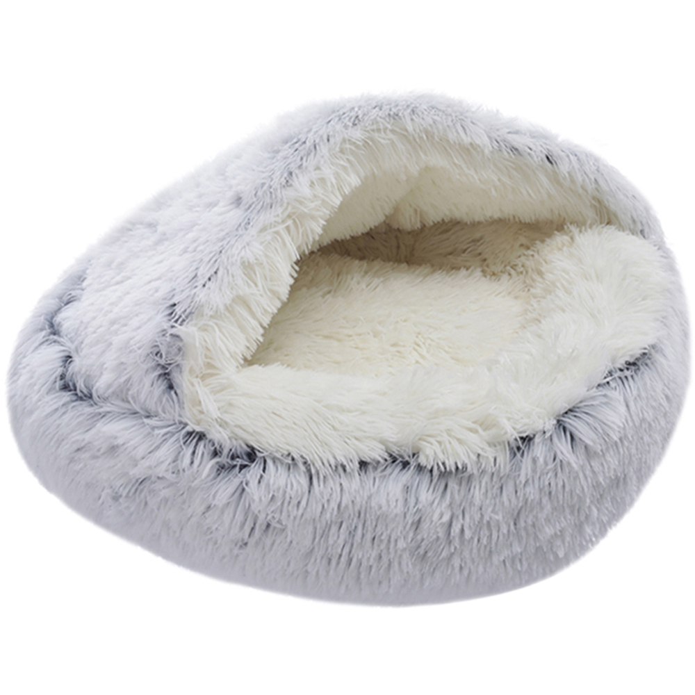 H&O Direct Grey Soft Plush Shell Pet Bed 40cm Image 1