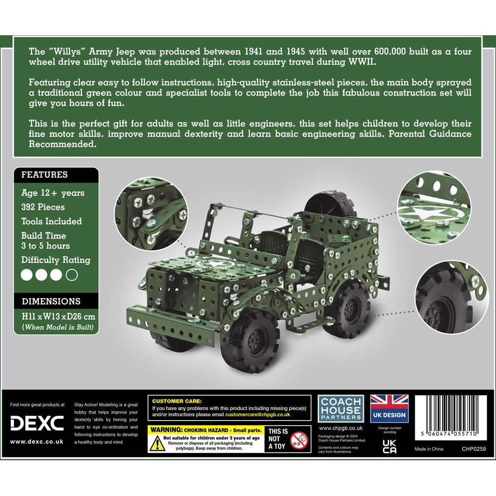 Metal Army Jeep 392 Piece Construction Set Image 3