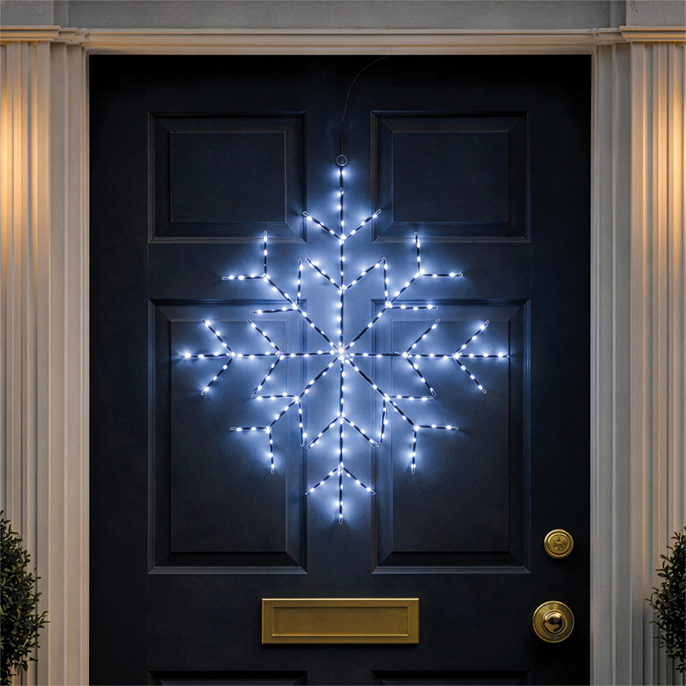 Xmas Haus 196 White Micro LED Metal Snowflake Silhouette Christmas Decoration 63cm Image 2