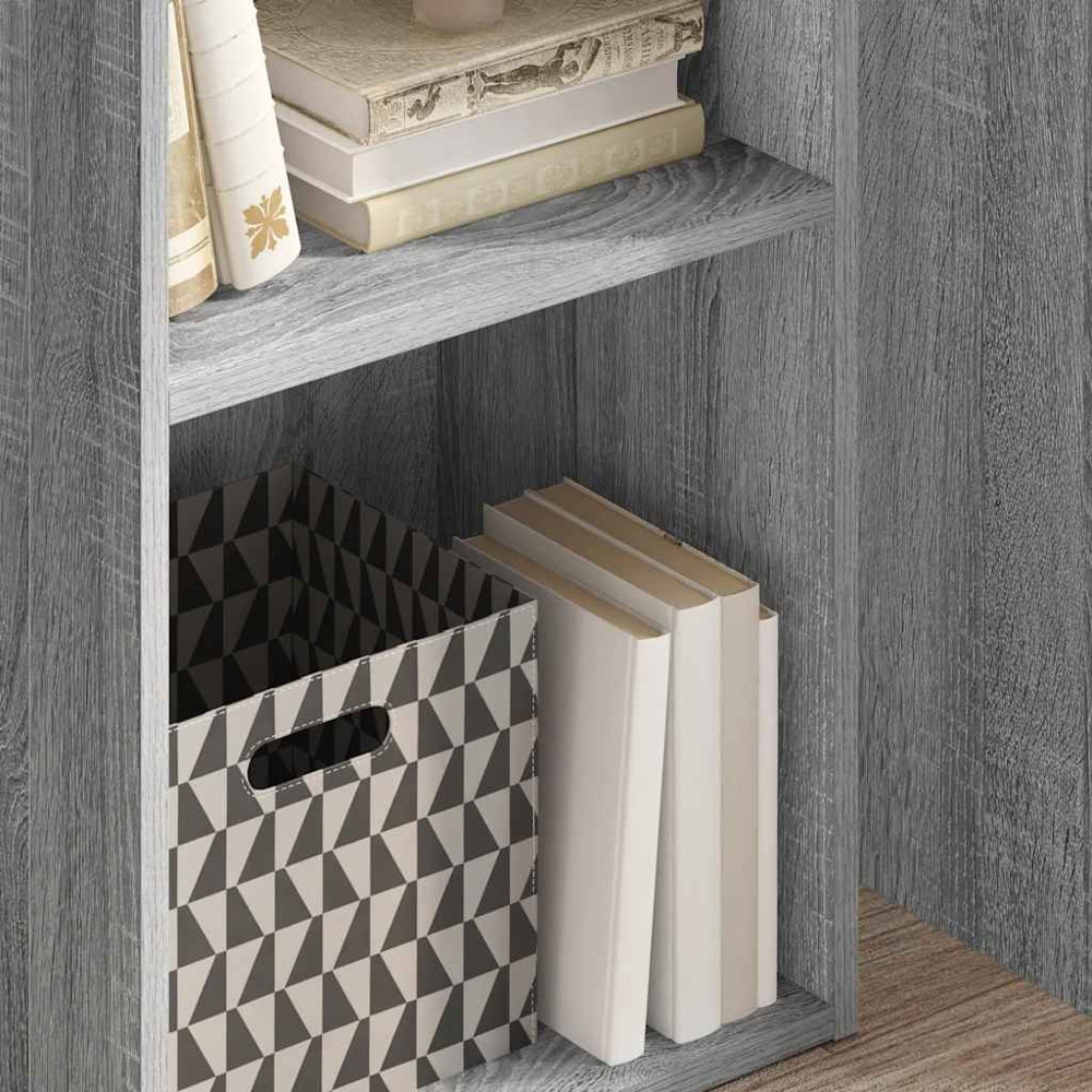 vidaXL 2 Shelf Grey Sonoma Small Bookcase Image 3