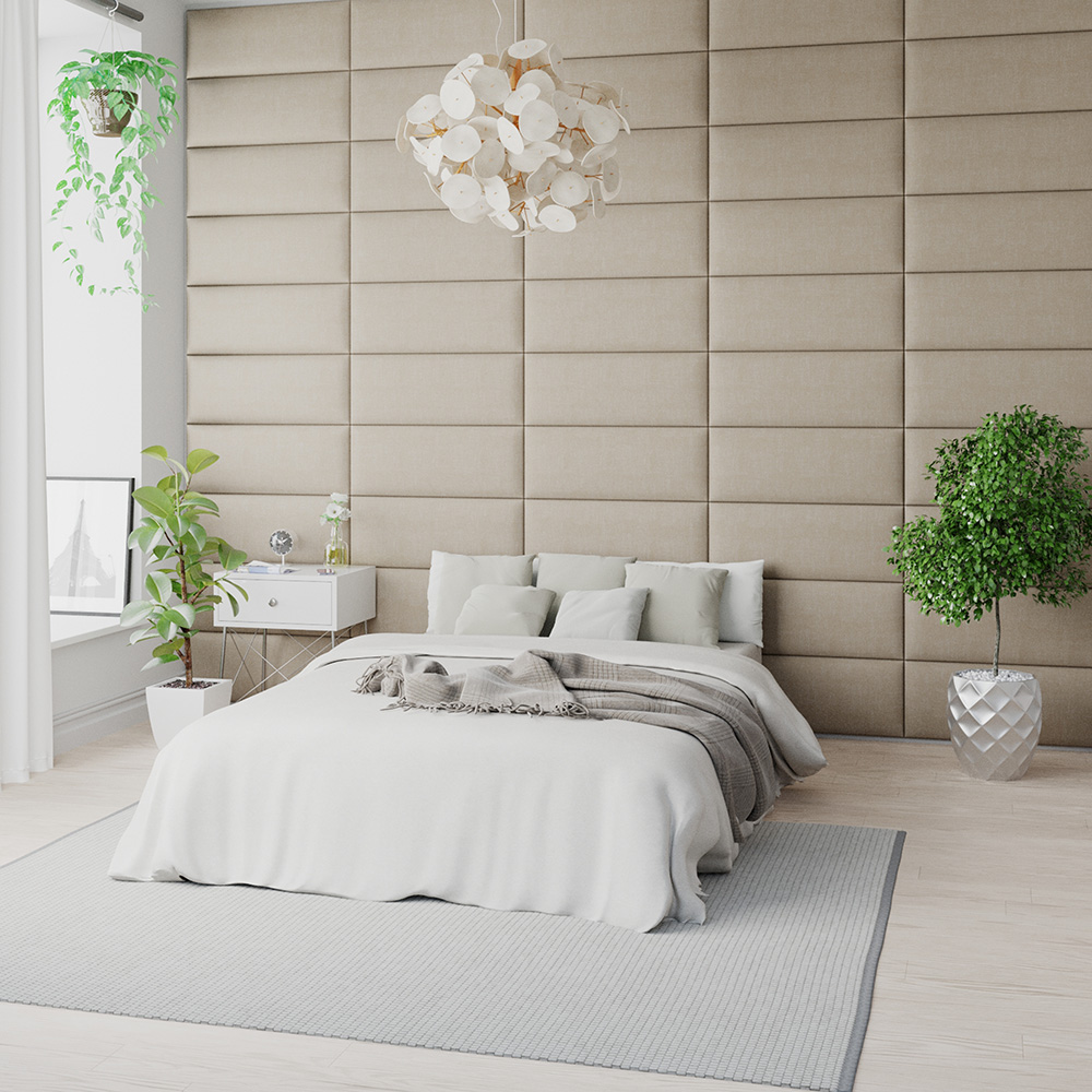 Aspire EasyMount Cream Malham Weave Upholstered Wall Mounted Headboard Panels 4 Pack Image 2