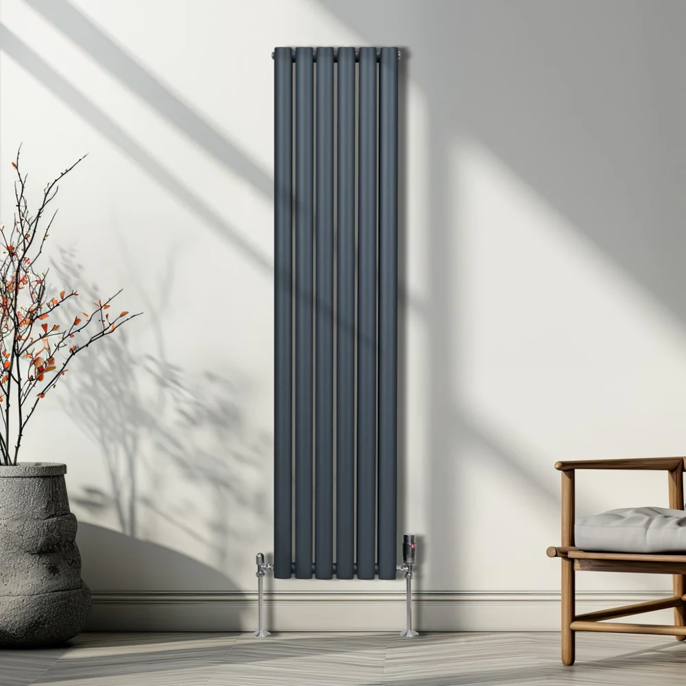 Monster Shop 4195BTU Anthracite Grey Oval Column Radiator and Valves 1600 x 360mm Image 5