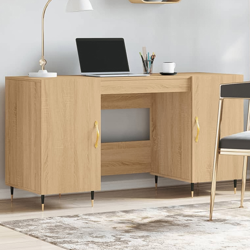 vidaXL 2 Door Computer Desk Sonoma Oak Image 1