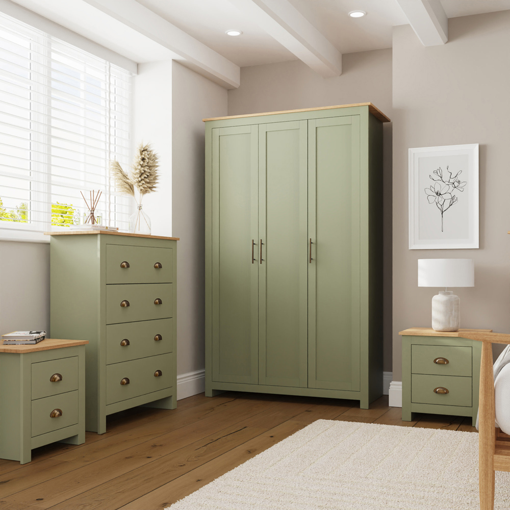 GFW Lancaster Sage Green 4 Piece Bedroom Furniture Set Image 1