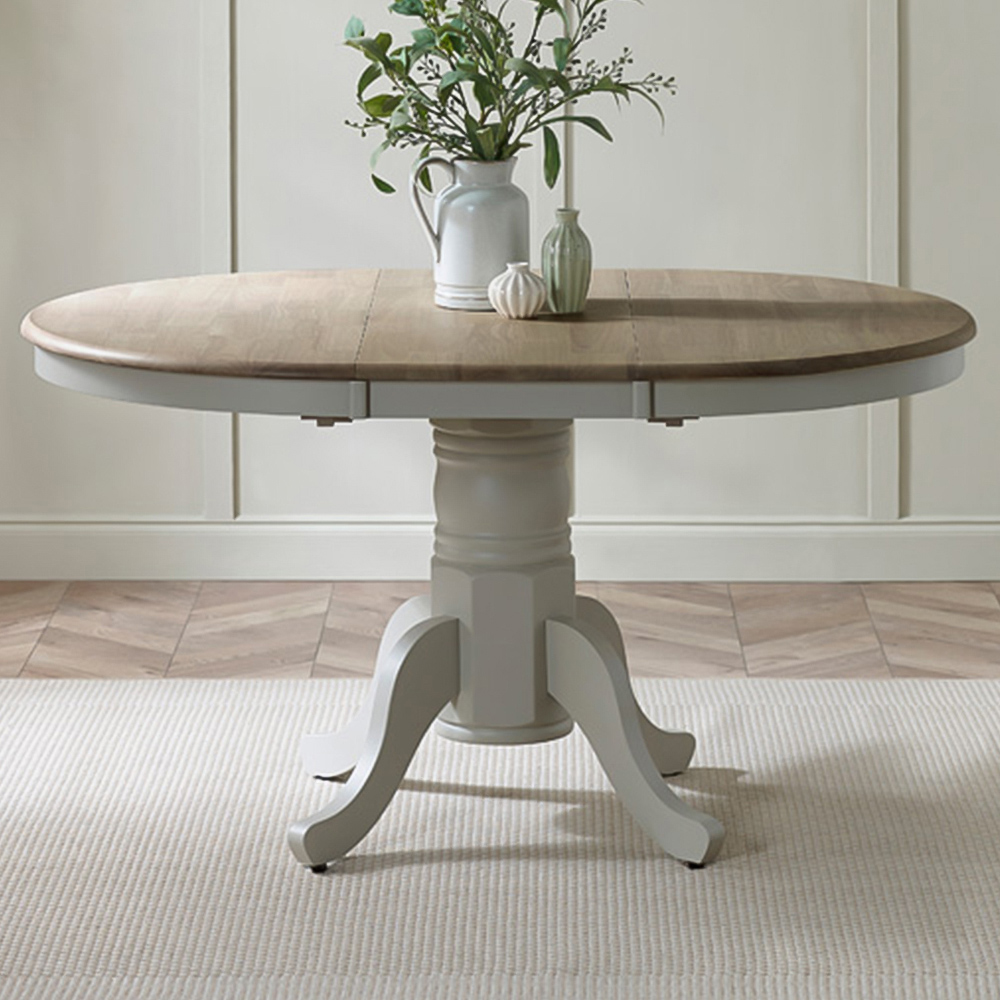 Furniturebox Fowey 6 Seater Wooden Extendable Dining Table Light Grey and Limewash Effect Image 1