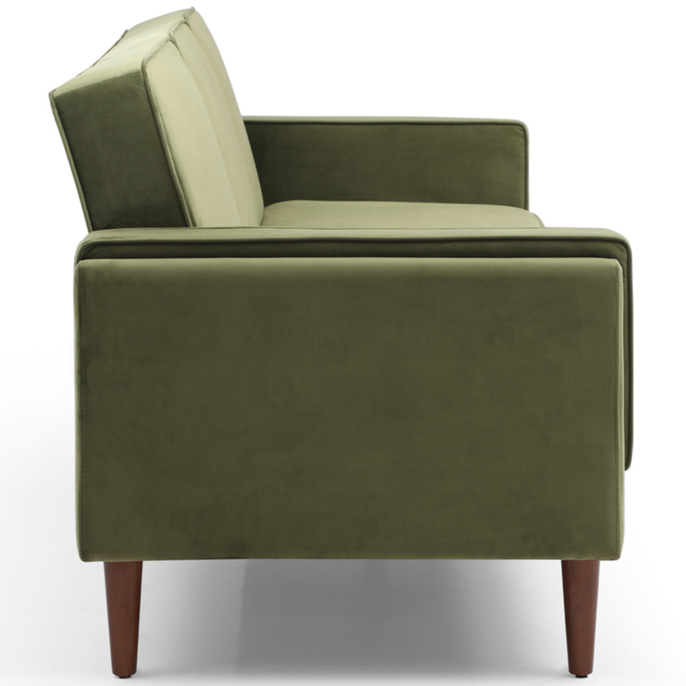 Asher 3 Seater Olive Velvet Sofa Bed Image 6