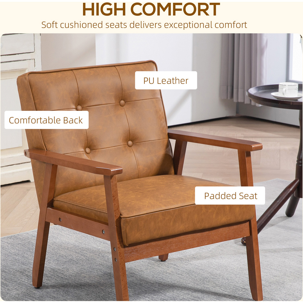 HOMCOM Brown PU Leather Accent Armchair Image 6