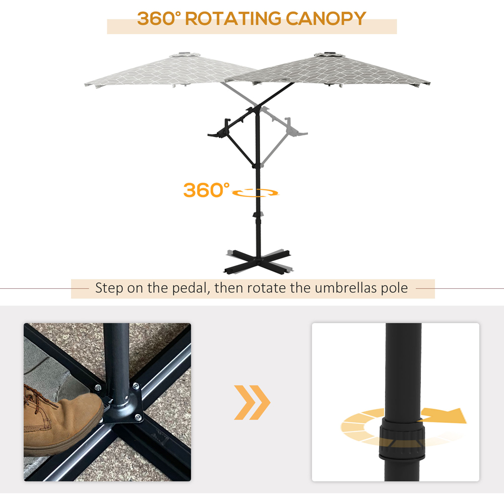 Outsunny 2 in 1 Convertible Cantilever Parasol with Cross Base 3m Image 5