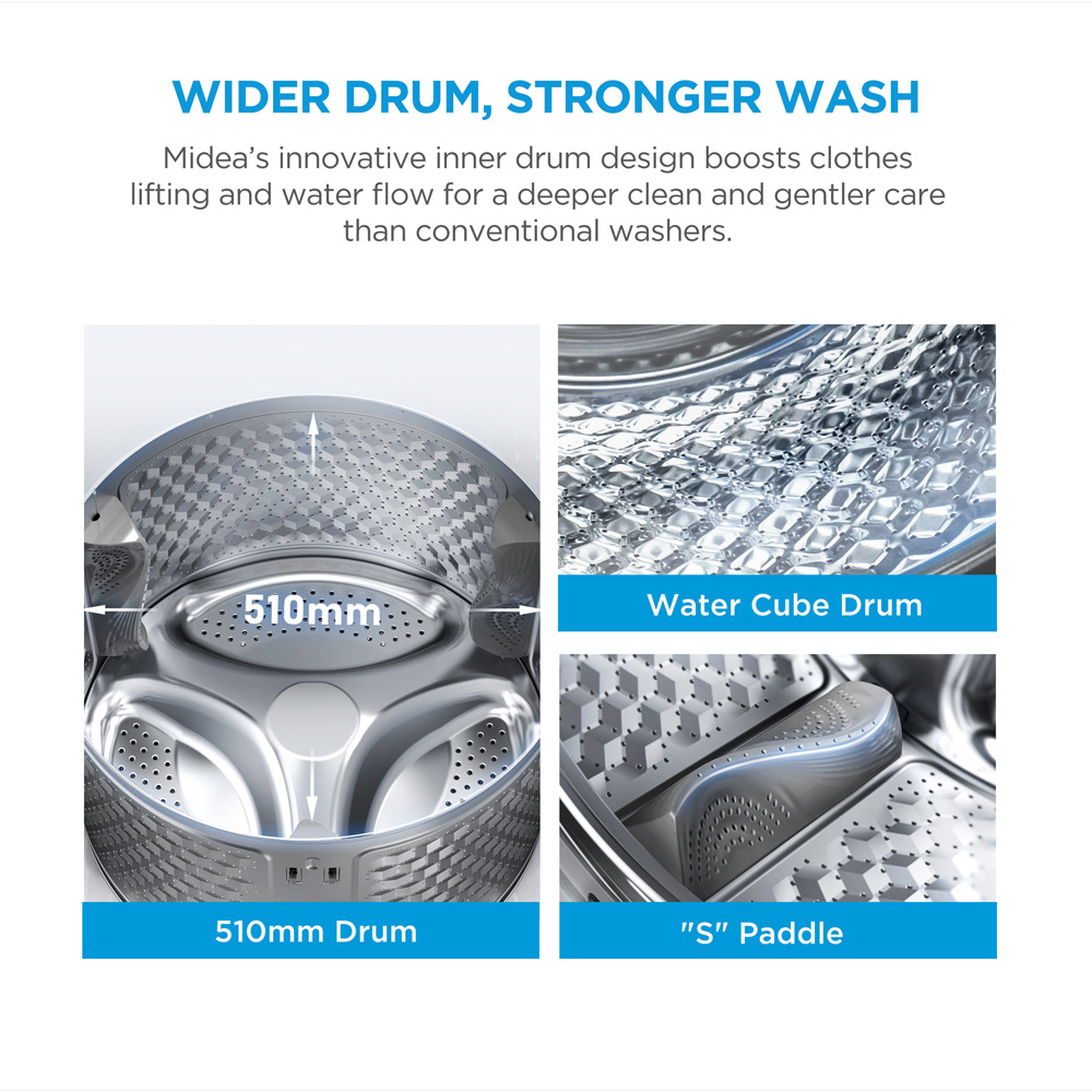 Midea MF110W80BA10/W 8kg White Freestanding Washing Machine Image 5