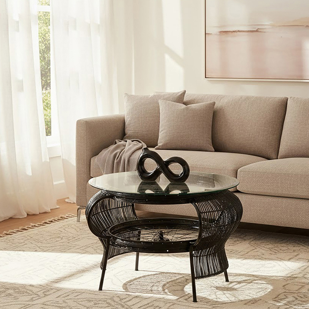 Premier Housewares Mantis Black Finish Bicycle Wheel Design Coffee Table Image 8