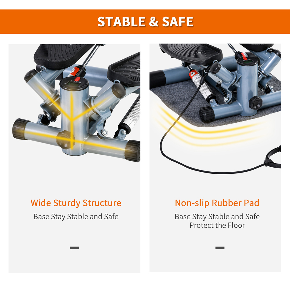 HOMCOM Compact Mini Stepper Step Machine with Resistance Bands and Cushion Mat Image 6
